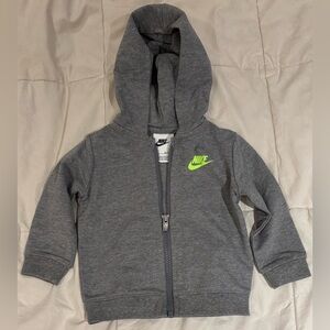 Nike Kids Gray Hoodie Green Swoosh Size 9 Months